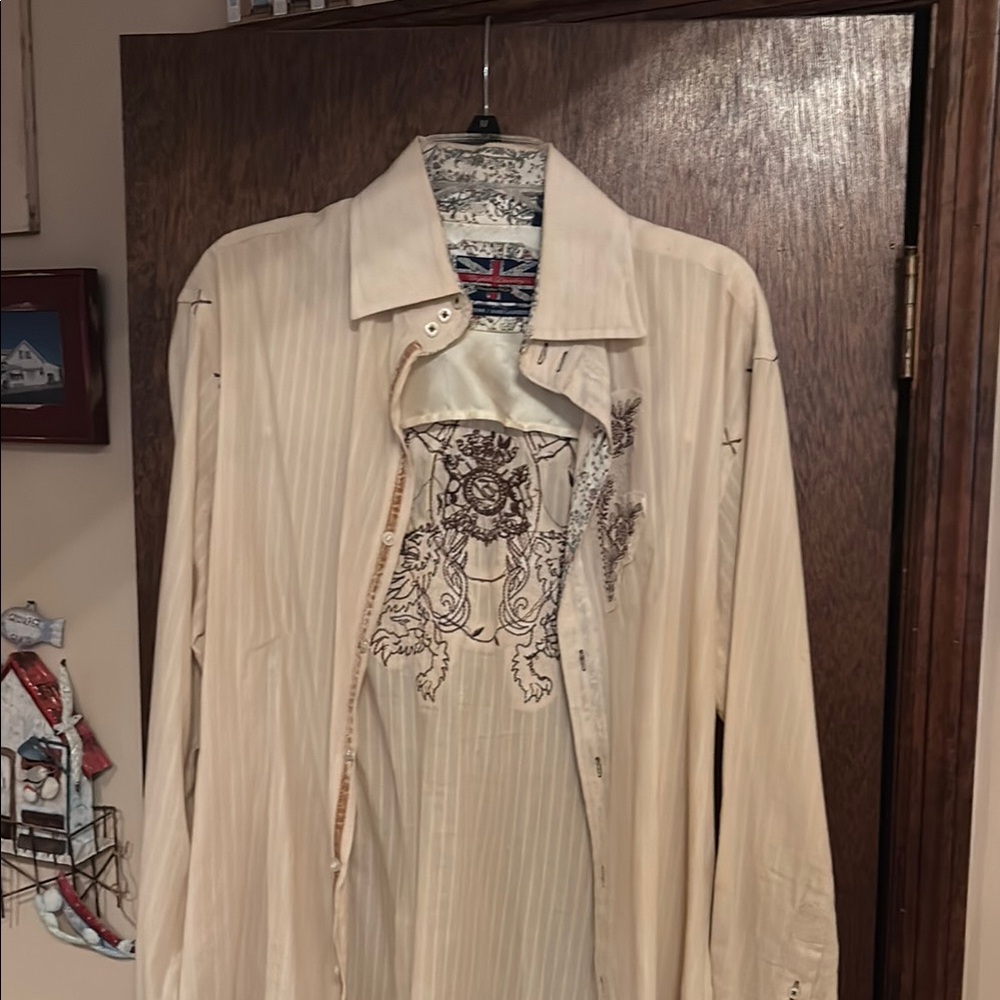 English Laundry Cream Floral Button-Up Shirt